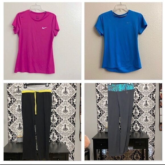 Bundle 2 Nike Dri-Fit shirts and 2 Yoga Pants all size medium - Picture 1 of 5